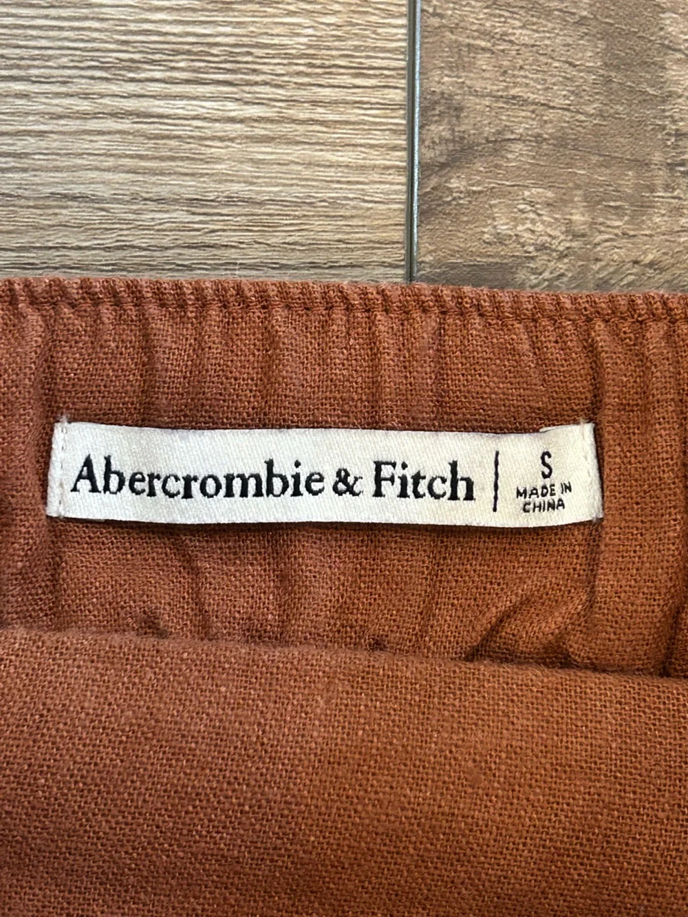 Abercrombie Linen Blend Tiered Maxi Dress Rust Brown Boho Size S